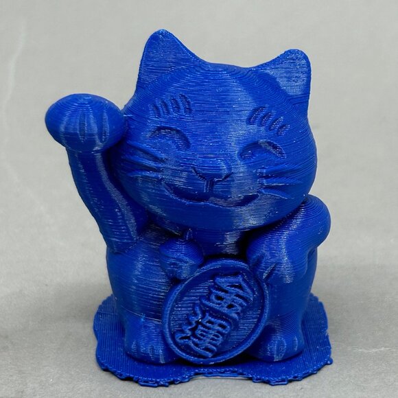 3D Printing Blue Lucky Fortune Cat Maneki Neko - Picture 7 of 8